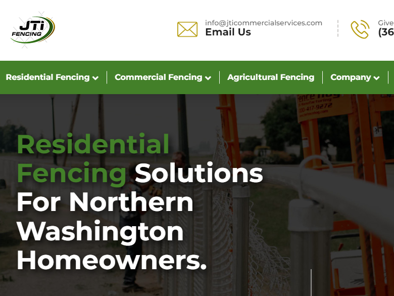 Photo of a Northern Washington fence company website