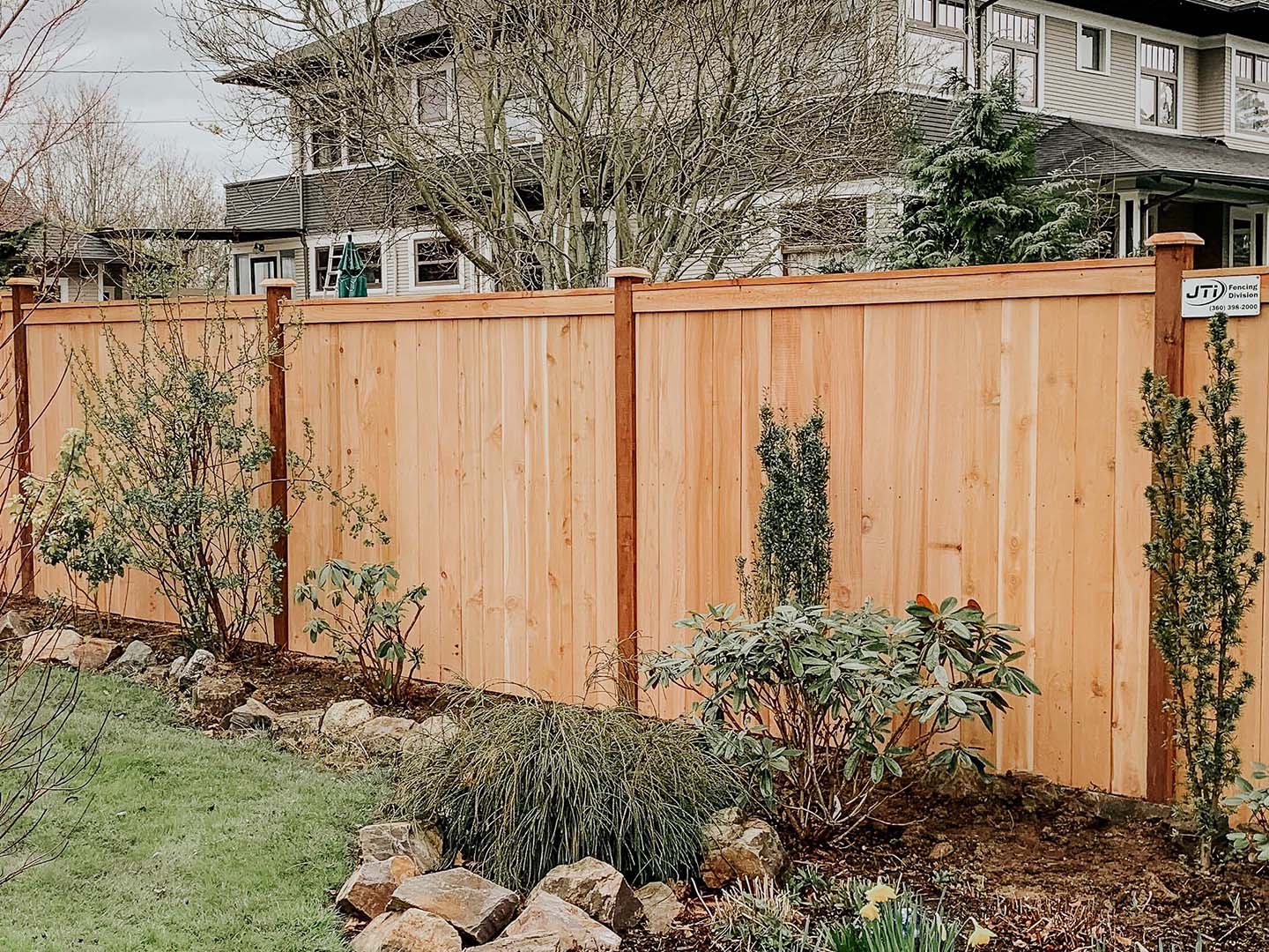 Photo of a cedar wood privacy fence in Northern Washington